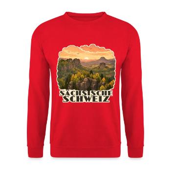 Sächsische Schweiz - Unisex Pullover - Rot - Vorne - Alina (178cm) & Michal (187cm)
