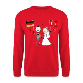 Marié Allemagne Drapeau de la Turquie - Sweat-shirt Unisexe - rouge - Devant - Alina (178cm) & Michal (187cm)