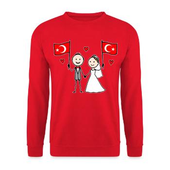 Wedding Couple Turkey Flag - Unisex Sweatshirt - red - Front - Alina (178cm) & Michal (187cm)
