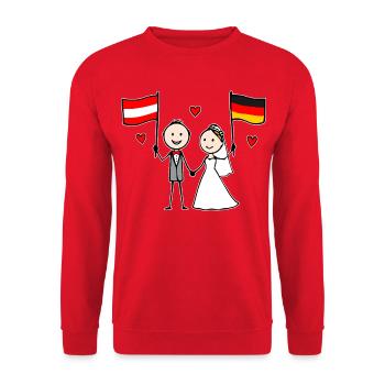Marié : Drapeau Autriche Allemagne - Sweat-shirt Unisexe - rouge - Devant - Alina (178cm) & Michal (187cm)