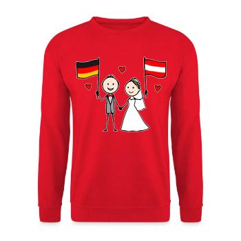 Wedding couple Germany Austria Flag - Unisex Sweatshirt - red - Front - Alina (178cm) & Michal (187cm)