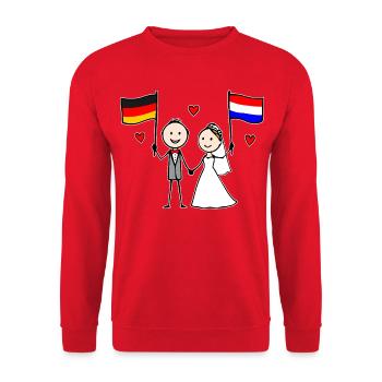 Couple de mariés, Allemagne, drapeau des Pays-Bas - Sweat-shirt Unisexe - rouge - Devant - Alina (178cm) & Michal (187cm)