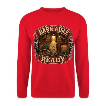 BARN AISLE READY - Unisex Pullover - Rot - Vorne - Alina (178cm) & Michal (187cm)