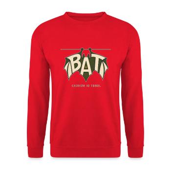 BAT – Jeu de batte suspendue et jeu de mots - Sweat-shirt Unisexe - rouge - Devant - Alina (178cm) & Michal (187cm)