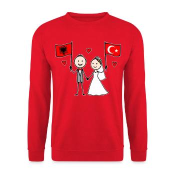 Marié Albanie Drapeau de la Turquie - Sweat-shirt Unisexe - rouge - Devant - Alina (178cm) & Michal (187cm)