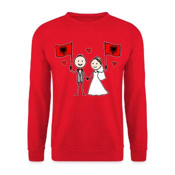 Couple de mariés Drapeau de l’Albanie - Sweat-shirt Unisexe - rouge - Devant - Alina (178cm) & Michal (187cm)