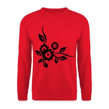 Fleurs noires - Sweat-shirt Unisexe - rouge - Devant - Alina (178cm) & Michal (187cm)