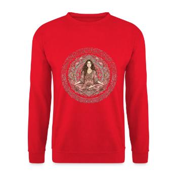 Atme Mut Ein Angst Aus Bunt Yoga - Unisex Pullover - Rot - Vorne - Alina (178cm) & Michal (187cm)