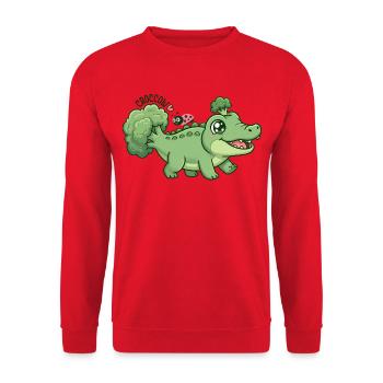Niedliches Brokkoli-Krokodil Croccoli - Unisex Pullover - Rot - Vorne - Alina (178cm) & Michal (187cm)