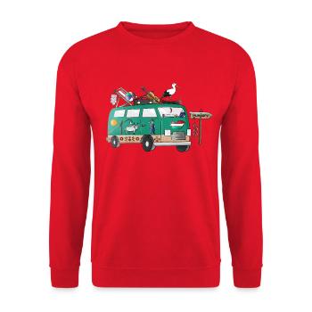 Vacances de camping en vanlife avec motif de campeur hongrois - Sweat-shirt Unisexe - rouge - Devant - Alina (178cm) & Michal (187cm)