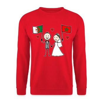 Wedding Couple Algeria Morocco Flag - Unisex Sweatshirt - red - Front - Alina (178cm) & Michal (187cm)
