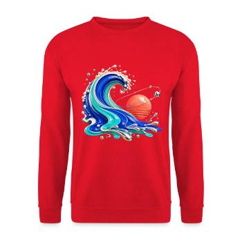 Retro-futuristic orbital wave - Unisex Sweatshirt - red - Front - Alina (178cm) & Michal (187cm)
