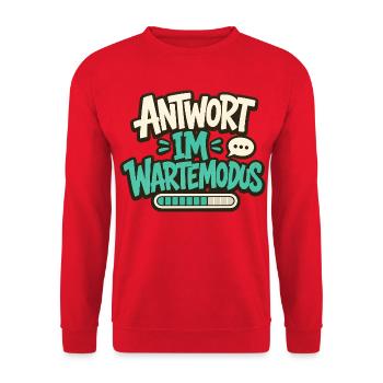 ANTWORT IM WARTEMODUS - Unisex Pullover - Rot - Vorne - Alina (178cm) & Michal (187cm)