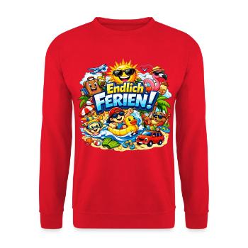 Endlich Ferien! - Unisex Pullover - Rot - Vorne - Alina (178cm) & Michal (187cm)