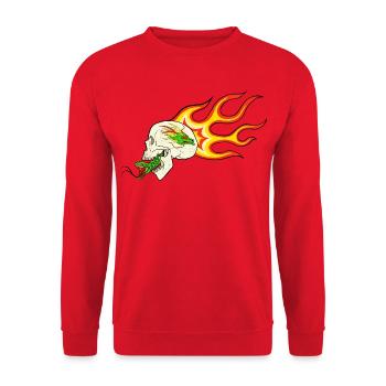Retro Biker Motif – Flame Dragon & Snake - Unisex Sweatshirt - red - Front - Alina (178cm) & Michal (187cm)