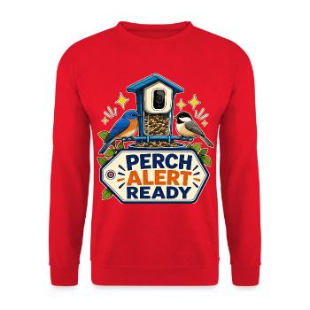 PERCH ALERT READY - Unisex Pullover - Rot - Vorne - Alina (178cm) & Michal (187cm)