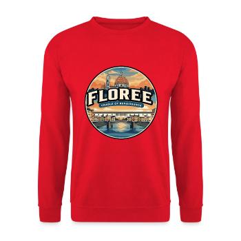 Retro Florence Duomo Arno River Abzeichen - Unisex Pullover - Rot - Vorne - Alina (178cm) & Michal (187cm)
