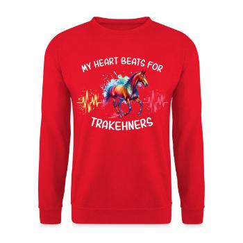 Cheval Trakehner Heartline - Sweat-shirt Unisexe - rouge - Devant - Alina (178cm) & Michal (187cm)