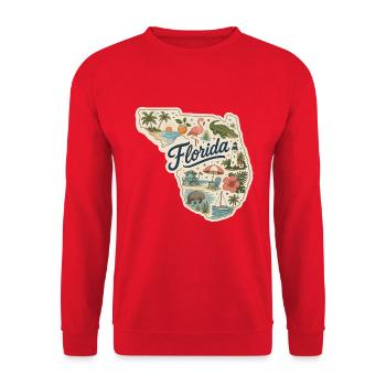 Florida Sunshine State Vintage Strandaufkleber - Unisex Pullover - Rot - Vorne - Alina (178cm) & Michal (187cm)