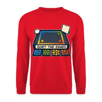 SORT THE EDGES - Unisex Pullover - Rot - Vorne - Alina (178cm) & Michal (187cm)