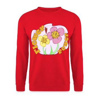 Flower Power  - Unisex Pullover - Rot - Vorne - Alina (178cm) & Michal (187cm)