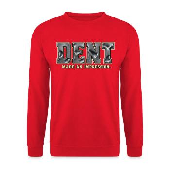 DENT – Make an Impression | Metallic pun - Unisex Sweatshirt - red - Front - Alina (178cm) & Michal (187cm)