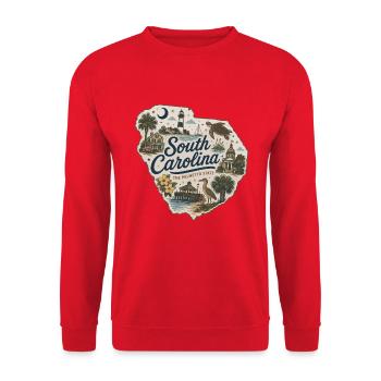 South Carolina Palmetto State Vintage-Aufkleber - Unisex Pullover - Rot - Vorne - Alina (178cm) & Michal (187cm)
