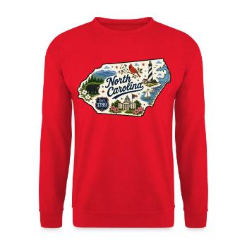 North Carolina Tar Heel State Vintage Sticker - Unisex Sweatshirt - red - Front - Alina (178cm) & Michal (187cm)