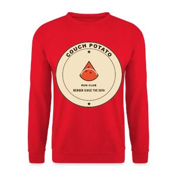 Couch Potato Run Club Logo - Unisex Pullover - Rot - Vorne - Alina (178cm) & Michal (187cm)