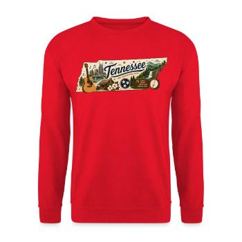 Tennessee Great Smoky Mountains Vintage Sticker - Unisex Sweatshirt - red - Front - Alina (178cm) & Michal (187cm)