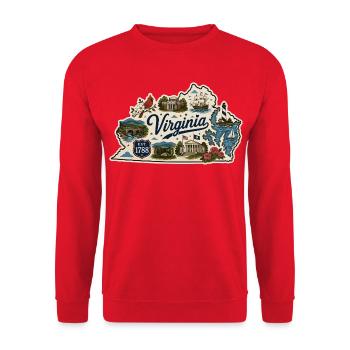 Virginia Old Dominion State Vintage-Aufkleber - Unisex Pullover - Rot - Vorne - Alina (178cm) & Michal (187cm)