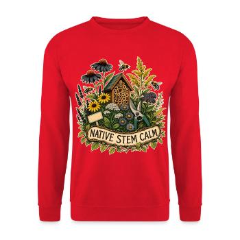 NATIVE STEM CALM Pflanzen - Unisex Pullover - Rot - Vorne - Alina (178cm) & Michal (187cm)
