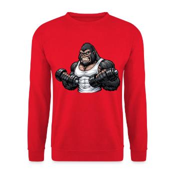 Gorille musclé en bodybuilding - Sweat-shirt Unisexe - rouge - Devant - Alina (178cm) & Michal (187cm)