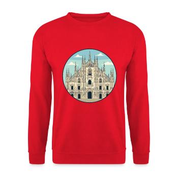 Mailänder Domdom Italien Rundaufkleber - Unisex Pullover - Rot - Vorne - Alina (178cm) & Michal (187cm)