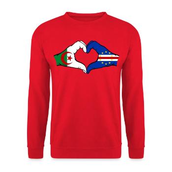 Algérie Drapeau du Cap-Vert Mains Forme de cœur - Sweat-shirt Unisexe - rouge - Devant - Alina (178cm) & Michal (187cm)