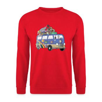 Motif camping-car hippie Vanlife Camping rétro - Sweat-shirt Unisexe - rouge - Devant - Alina (178cm) & Michal (187cm)