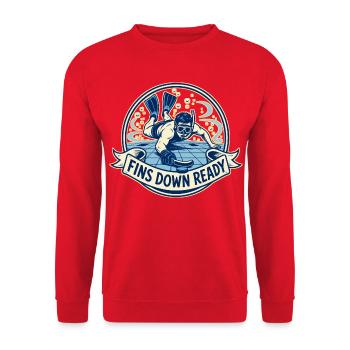 NAGEOIRES BAISSÉES, PRÊTES - Sweat-shirt Unisexe - rouge - Devant - Alina (178cm) & Michal (187cm)