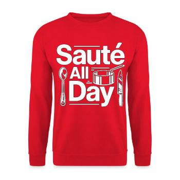 Restaurant Chef Sauté All Day Culinary Arts - Unisex Sweatshirt - red - Front - Alina (178cm) & Michal (187cm)