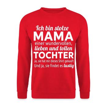 Stolze Mama einer wundervollen Tochter - Unisex Pullover - Rot - Vorne - Alina (178cm) & Michal (187cm)