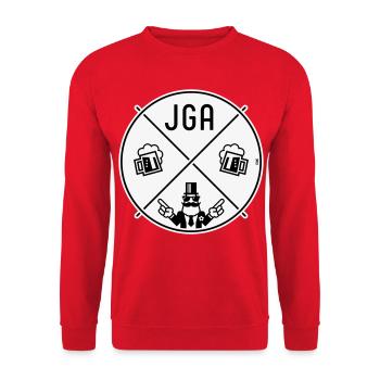 Bachelor Party Groom Hand Signal Beer Circle Symbol NEG 2C - Unisex Sweatshirt - red - Front - Alina (178cm) & Michal (187cm)