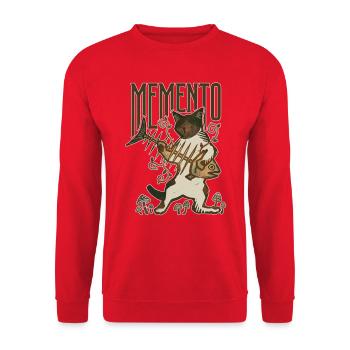 Memento Cat Fish Bone Mushroom Funny Vintage Art - Unisex Sweatshirt - red - Front - Alina (178cm) & Michal (187cm)