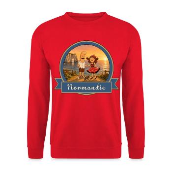 Kek & Ina en Normandie - Souvenir de France - Sweat-shirt Unisexe - rouge - Devant - Alina (178cm) & Michal (187cm)