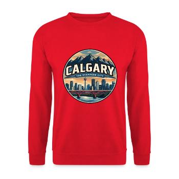 Badge de voyage rétro du pont de la paix de Calgary - Sweat-shirt Unisexe - rouge - Devant - Alina (178cm) & Michal (187cm)