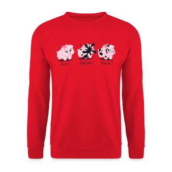 Les 3 petits cochons - Sweat-shirt Unisexe - rouge - Devant - Alina (178cm) & Michal (187cm)