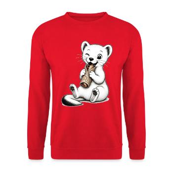 Vaelosek L-Hermelin-Wurstpatty - Unisex Pullover - Rot - Vorne - Alina (178cm) & Michal (187cm)