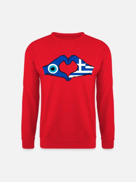 Greece Nazar Flag Hands Heart Shape - Unisex Sweatshirt - red