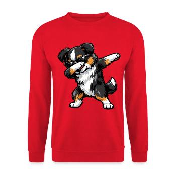 Dabbing Miniature American Shepherd - Unisex Sweatshirt - red - Front - Alina (178cm) & Michal (187cm)