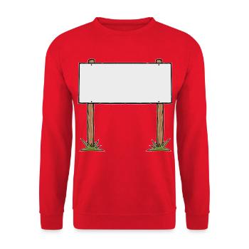 Cartoon Wooden Sign Advertising Banner - Unisex Sweatshirt - red - Front - Alina (178cm) & Michal (187cm)