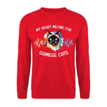 Ligne du cœur du chat siamois - Sweat-shirt Unisexe - rouge - Devant - Alina (178cm) & Michal (187cm)