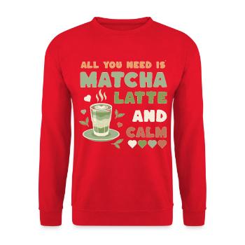 Matcha Latte Calm Design - Unisex Sweatshirt - red - Front - Alina (178cm) & Michal (187cm)
